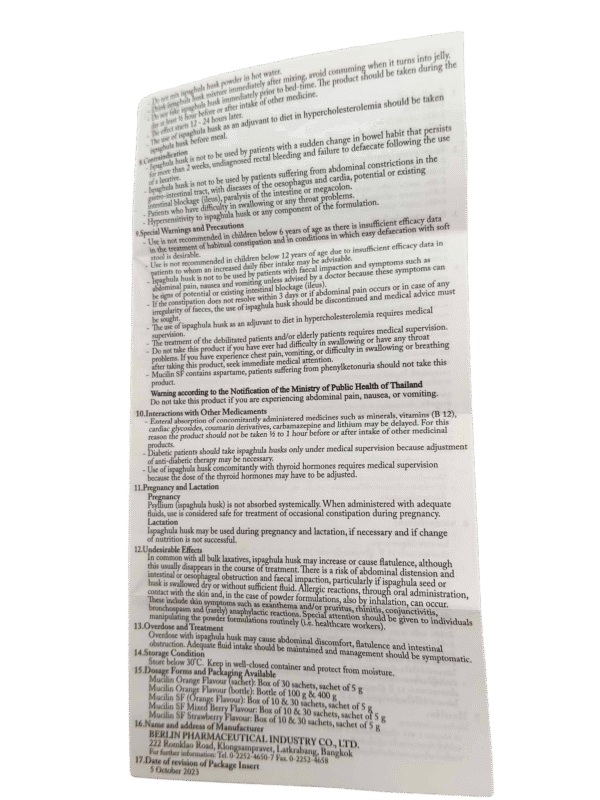 Mucillin powder fiber 30 sachets/box orrange flavour - Image 3