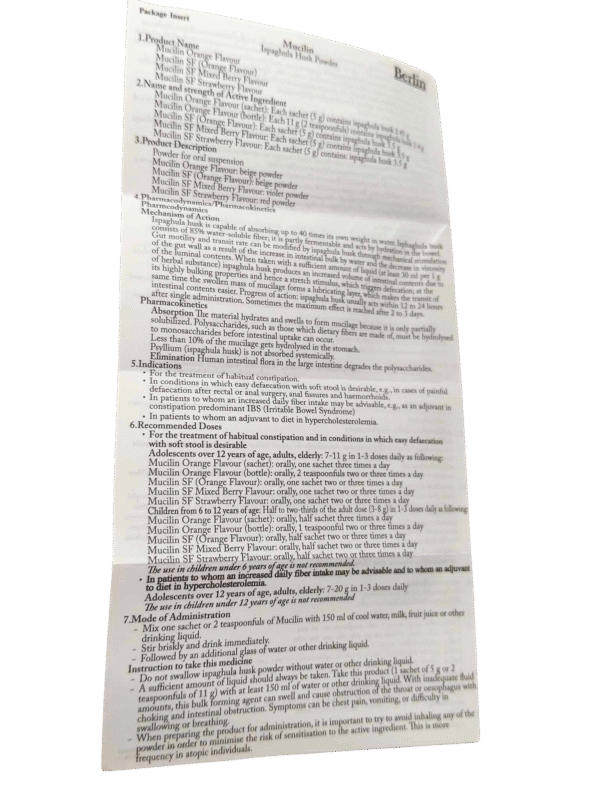 Mucillin powder fiber 30 sachets/box orrange flavour - Image 4